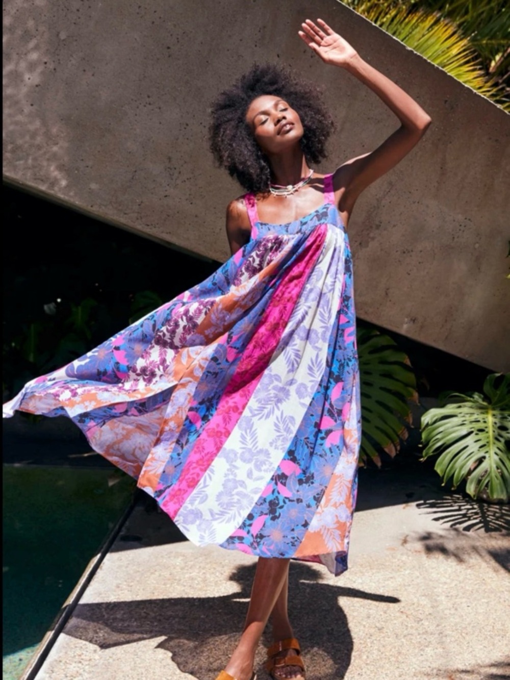 Xirena Tatum Vibrant Floral Patchwork Dress Sz L